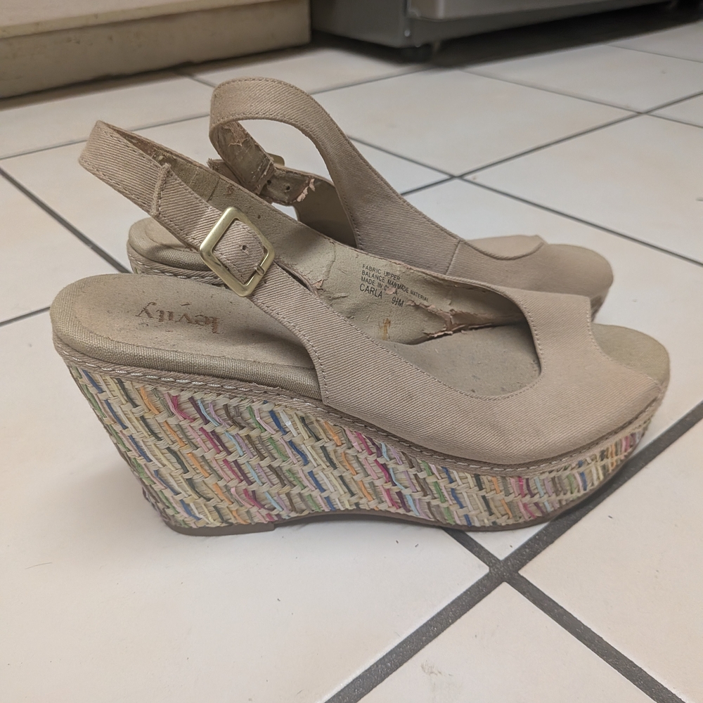 Beige Wedge Sandals